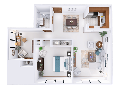 Floor plan for 1 bed, 1 bath, 982 sqft